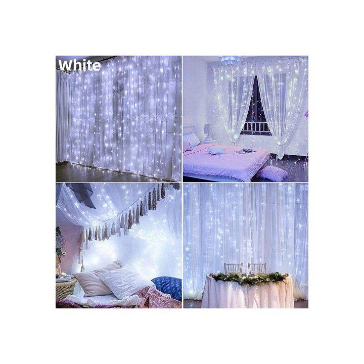 Užuolaidinė girlianda su 300 šviesos diodų LED HEMER, 3 × 3 m, šviesiai balta