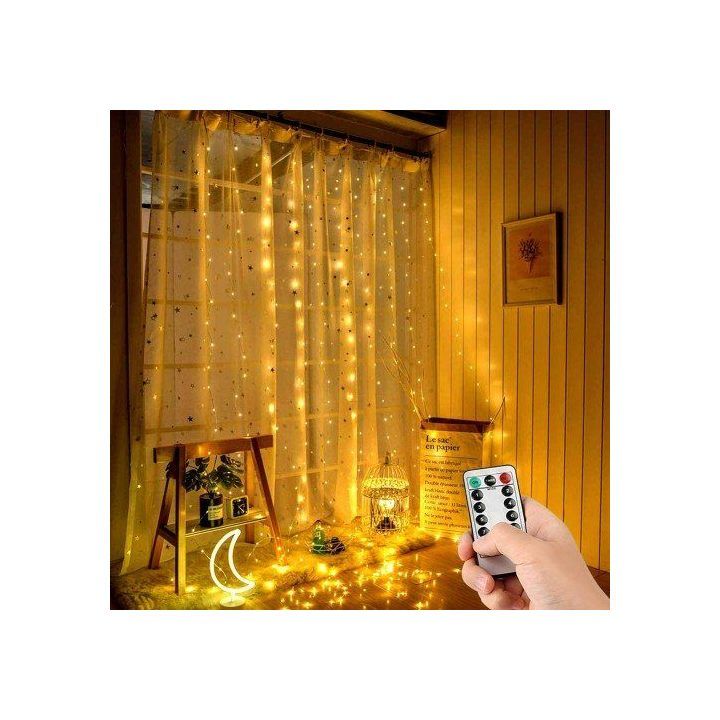 Užuolaidinė girlianda su 300 šviesos diodų LED, 3 × 3 m, šiltai balta