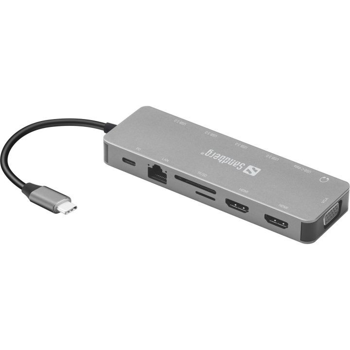 USB-C prijungimo stotelė su dviem HDMI ir VGA jungtimis Sandberg