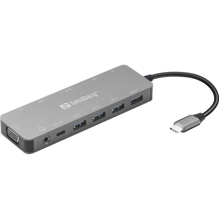 USB-C prijungimo stotelė su dviem HDMI ir VGA jungtimis Sandberg