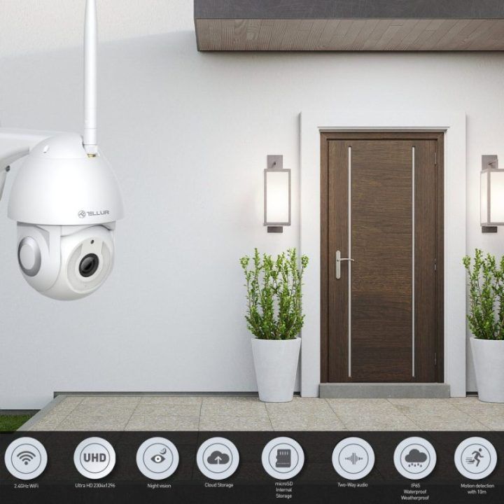 Lauko Wi-Fi stebėjimo kamera su automatiniu sekimu Tellur, 3 MP, balta