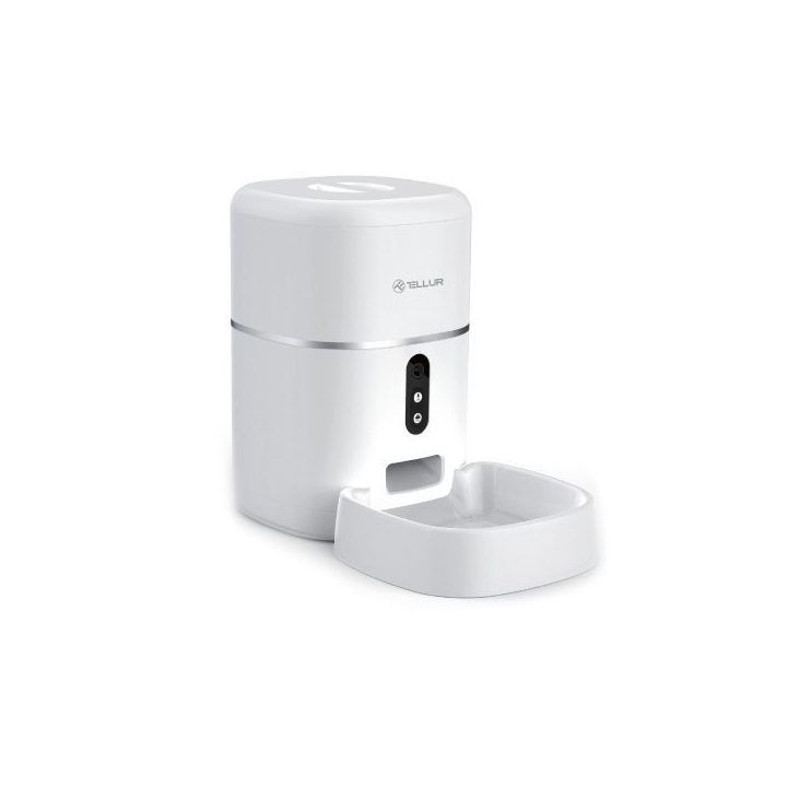 Išmanioji automatinė gyvūnų šėrykla su Ultra HD kamera Tellur, 4 l, balta