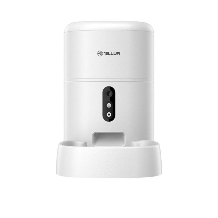 Išmanioji automatinė gyvūnų šėrykla su Ultra HD kamera Tellur, 4 l, balta