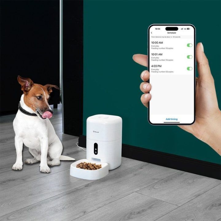 Išmanioji automatinė gyvūnų šėrykla su Ultra HD kamera Tellur, 4 l, balta