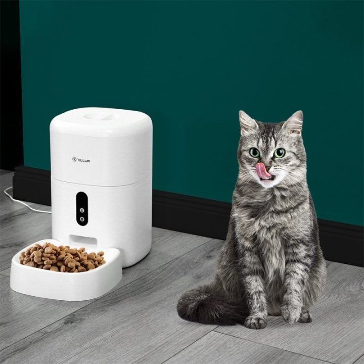 Išmanioji automatinė gyvūnų šėrykla su Ultra HD kamera Tellur, 4 l, balta