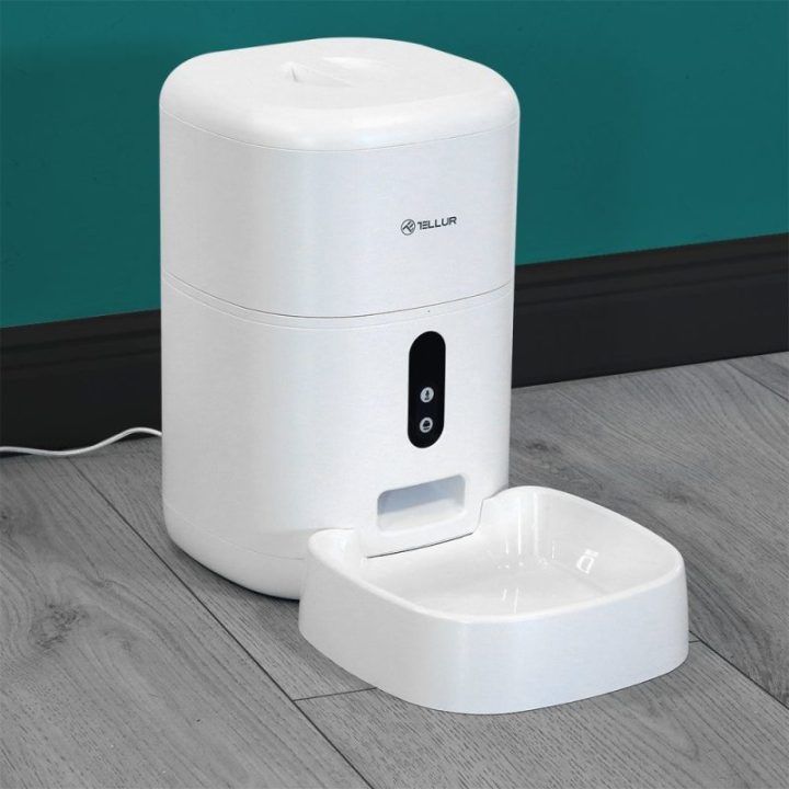 Išmanioji automatinė gyvūnų šėrykla su Ultra HD kamera Tellur, 4 l, balta