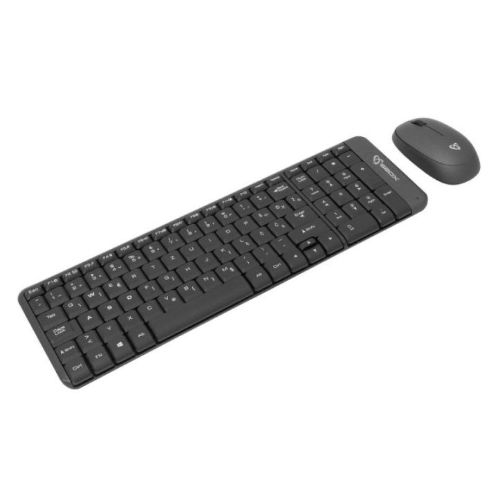 Belaidis klaviatūros ir pelės rinkinys Sbox WKM-22, JAV išdėstymas, juoda/pilka