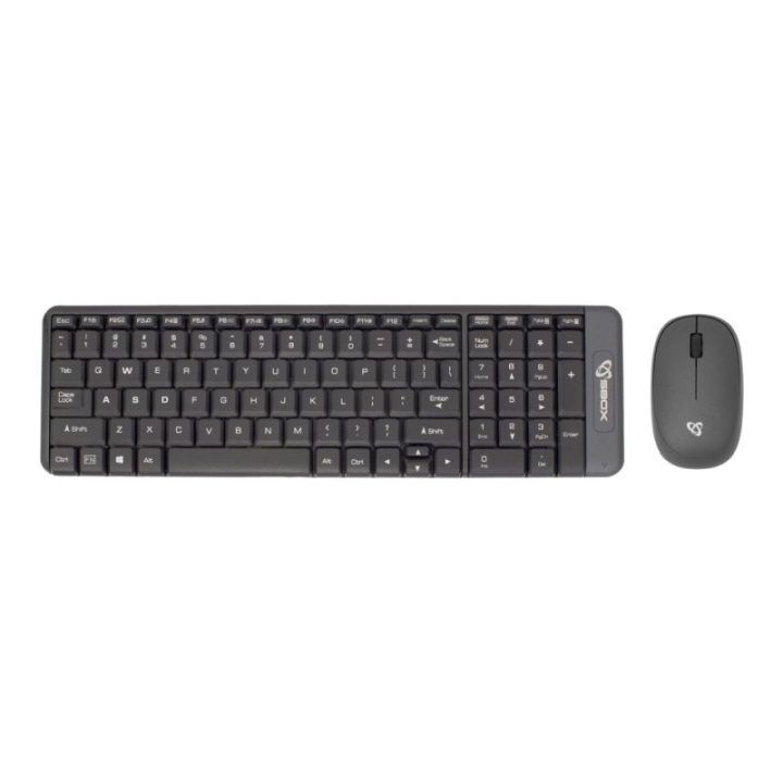 Belaidis klaviatūros ir pelės rinkinys Sbox WKM-22, JAV išdėstymas, juoda/pilka
