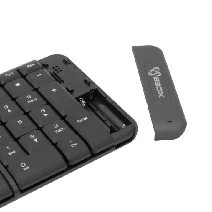 Belaidis klaviatūros ir pelės rinkinys Sbox WKM-22, JAV išdėstymas, juoda/pilka