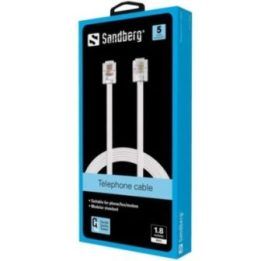 Telefono kabelis RJ11–RJ11, 6P4C Sandberg, 1,8 m, baltas