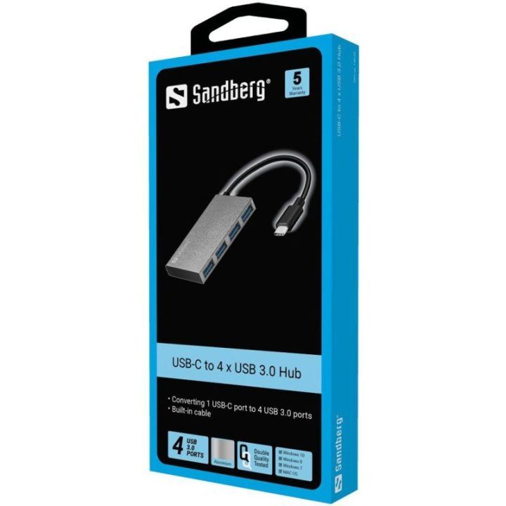 USB šakotuvas su USB-C jungtimi ir 4 USB 3.0 prievadais Sandberg
