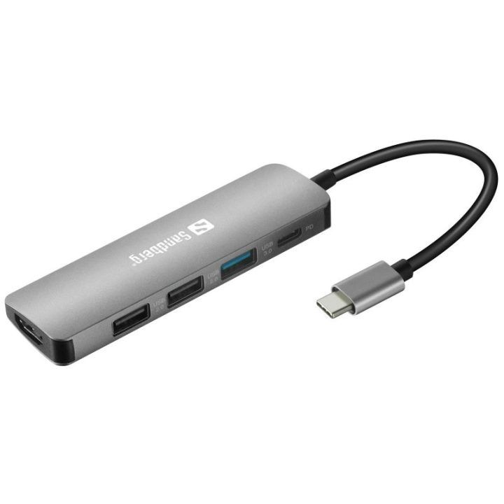 USB-C šakotuvas su HDMI ir 3 USB jungtimis Sandberg, 100 W
