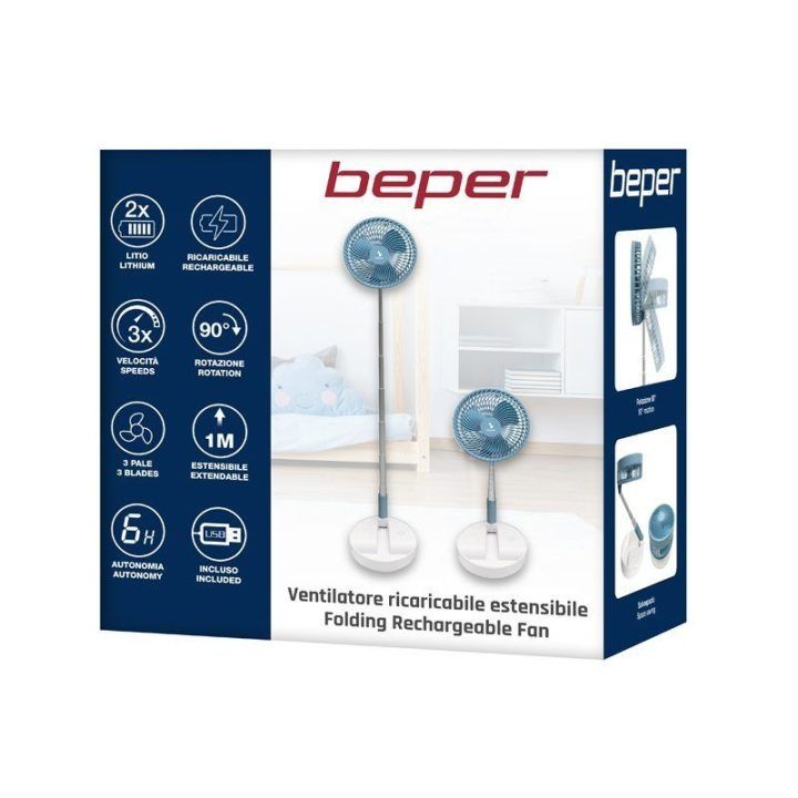 Įkraunamas teleskopinis ventiliatorius Beper P206VEN450, 4 W