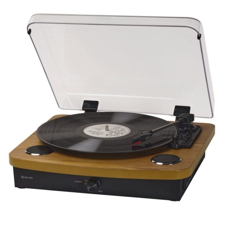 Patefonas su USB ir SD kortelių lizdais, Bluetooth Denver VPL-230LW, 2 × 10 W, šviesaus medžio spalvos