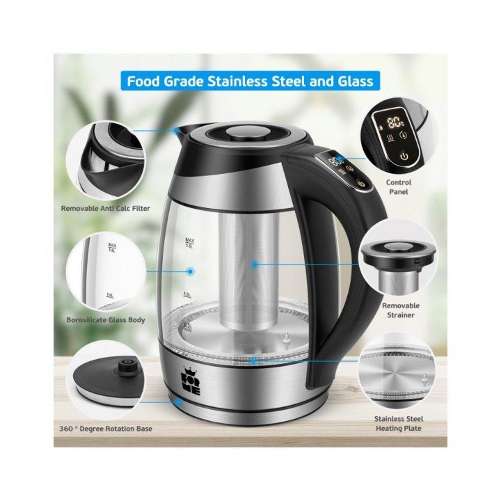 Elektrinis stiklinis virdulys ForMe FKG-448, 1,8 l, pilkas