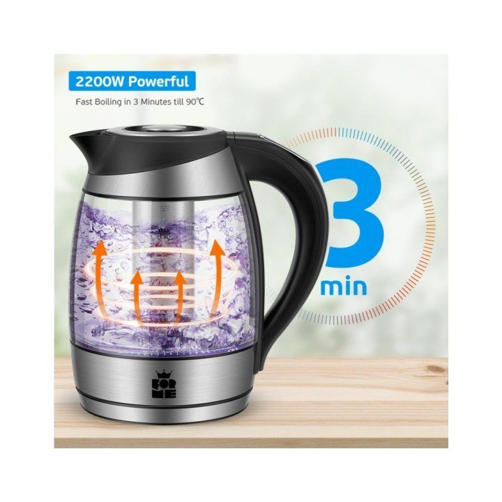 Elektrinis stiklinis virdulys ForMe FKG-448, 1,8 l, pilkas