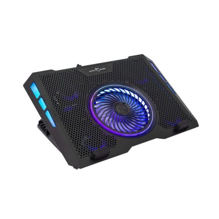 Nešiojamojo kompiuterio aušinimo stovas su RGB White Shark AURORA GCP-13, 17,3 colio, juodas