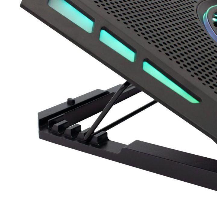 Nešiojamojo kompiuterio aušinimo stovas su RGB White Shark AURORA GCP-13, 17,3 colio, juodas