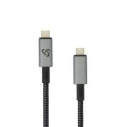 Pintas USB-C–USB-C kabelis Sbox, 100 W, 1,5 m, juodas su pilka