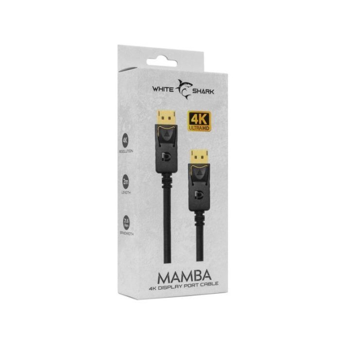 DisplayPort kabelis DisplayPort–DisplayPort White Shark Mamba, 2 m, juodas