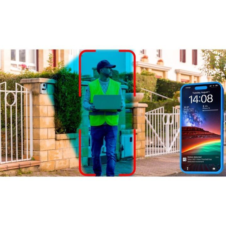 Išmanusis vaizdo durų skambutis su atrakinimo funkcija Tellur, 1080p, pilkas