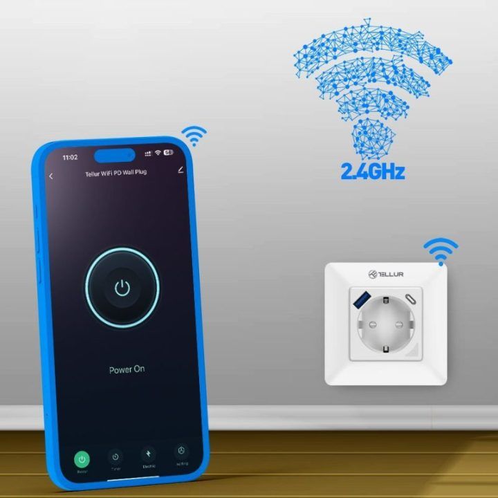 Išmanusis Wi-Fi kištukinis lizdas su USB-C ir USB-A Tellur, 3600 W, baltas