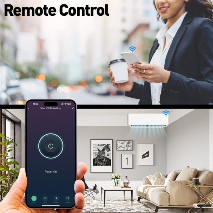 Išmanusis Wi-Fi kištukinis lizdas su USB-C ir USB-A Tellur, 3600 W, baltas