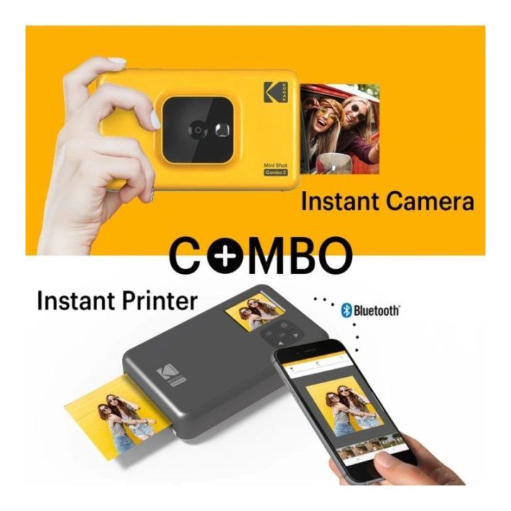 Momentinis fotoaparatas su spausdintuvu Kodak Mini Shot 2, 5,3 × 8,6 cm, geltonas