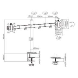Dvigubas monitorių laikiklis Sbox LCD-352/2-2, 13–32 colių, 2 × 8 kg, juodas