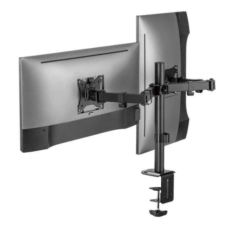 Dvigubas monitorių laikiklis Sbox LCD-352/2-2, 13–32 colių, 2 × 8 kg, juodas