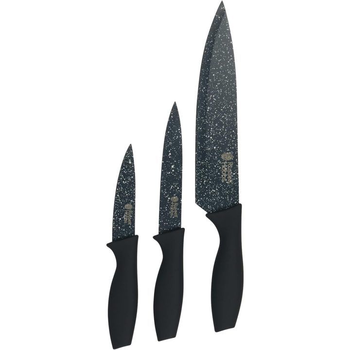 Peilių rinkinys su mėlyno marmuro rašto ašmenimis Russell Hobbs Nightfall Stone, 3 vnt