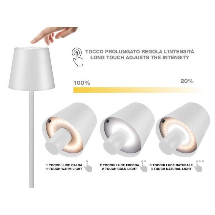 Įkraunama stalinė lempa Beper P201UTP112, 10,5 × 10,5 × 37,5 cm, balta