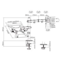 Stalinis monitoriaus ir nešiojamojo kompiuterio laikiklis Sbox LCD-LM01-2, 12 kg, juodas