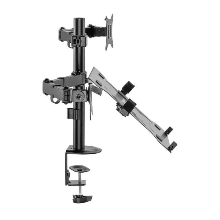 Stalinis monitoriaus ir nešiojamojo kompiuterio laikiklis Sbox LCD-LM01-2, 12 kg, juodas