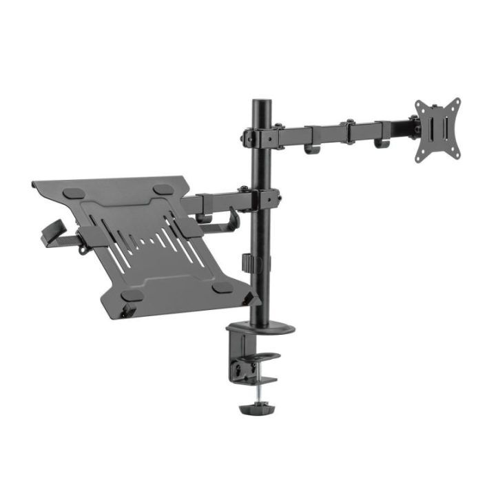 Stalinis monitoriaus ir nešiojamojo kompiuterio laikiklis Sbox LCD-LM01-2, 12 kg, juodas