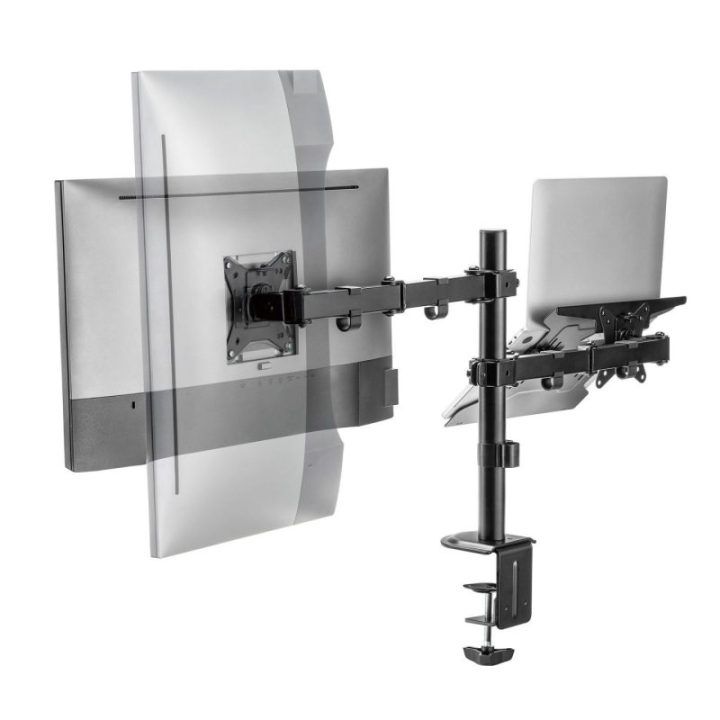Stalinis monitoriaus ir nešiojamojo kompiuterio laikiklis Sbox LCD-LM01-2, 12 kg, juodas
