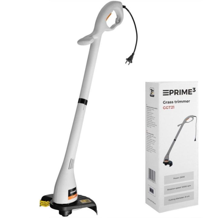 Elektrinė žoliapjovė su dviguba styga Prime3 GGT21, 250 W, 21 cm