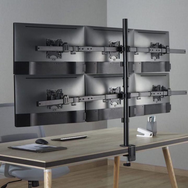 Laikiklis šešiems monitoriams Sbox LCD-352/6-2, 17–32 colių, juodas