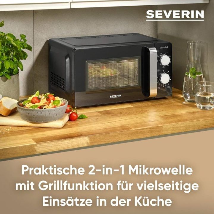 Mikrobangų krosnelė su grilio funkcija Severin MW 7781, 20 l, sidabro spalvos