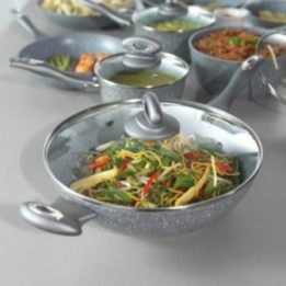 Wok keptuvė Salter Marblestone, 28 cm, pilka