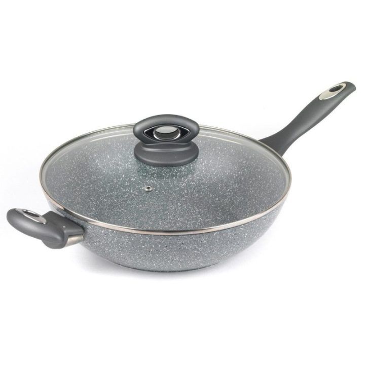 Wok keptuvė Salter Marblestone, 28 cm, pilka
