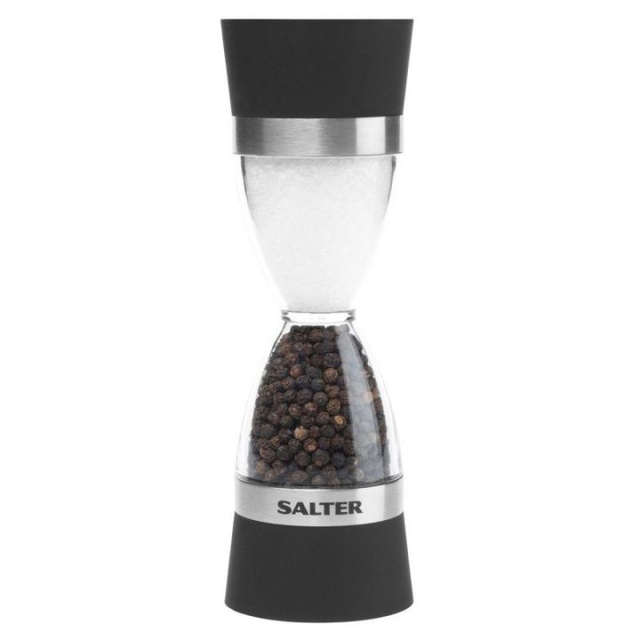 Druskos ir pipirų malūnėlis 2 viename Salter, 19 cm, skaidrus
