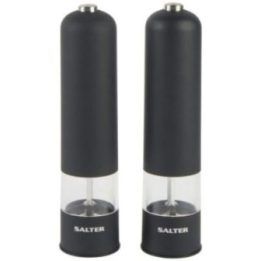 Elektrinių druskos ir pipirų malūnėlių rinkinys Salter Soft Touch, juodos spalvos