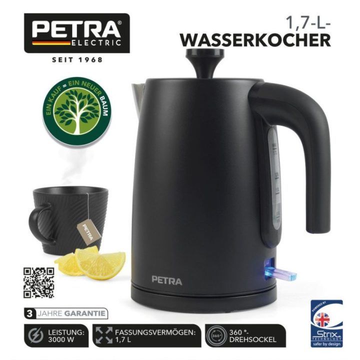 Matinis elektrinis virdulys Petra PT5632MBLKVDE, 3 kW, 1,7 l, juodas
