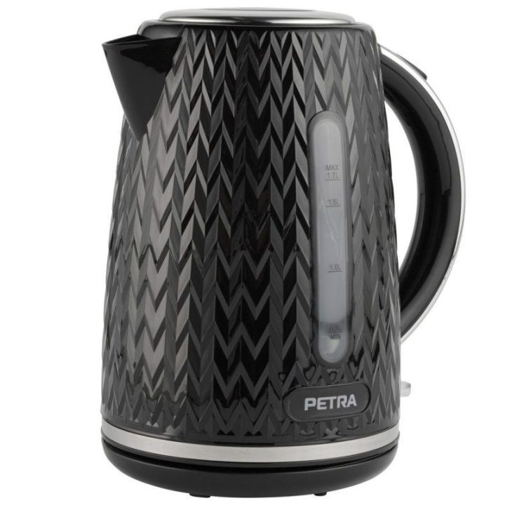 Elektrinis virdulys su ševrono raštu Petra, 1,7 l, 2200 W, juodas