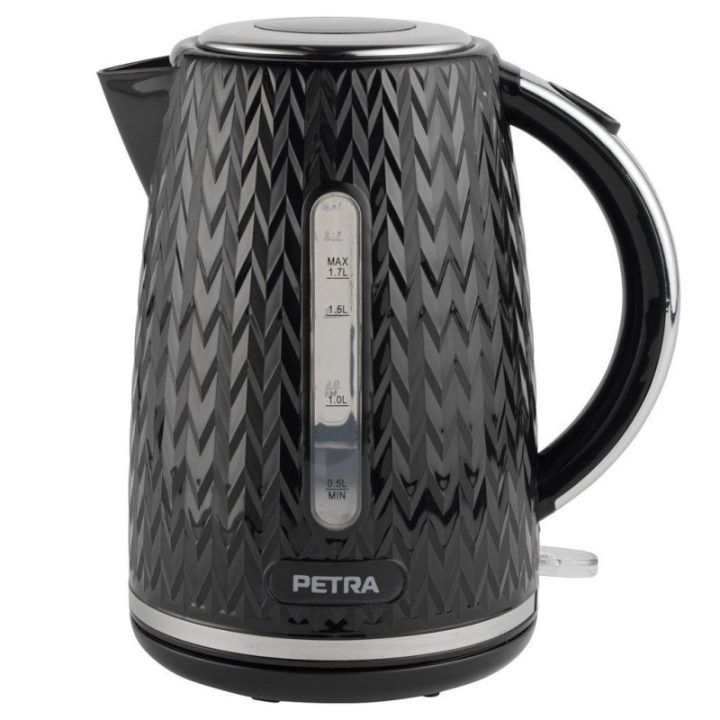 Elektrinis virdulys su ševrono raštu Petra, 1,7 l, 2200 W, juodas