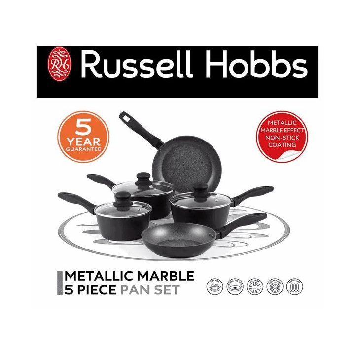 Keptuvių ir prikaistuvių rinkinys Russell Hobbs Metallic Marble, 5 vnt