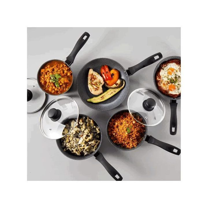 Keptuvių ir prikaistuvių rinkinys Russell Hobbs Metallic Marble, 5 vnt