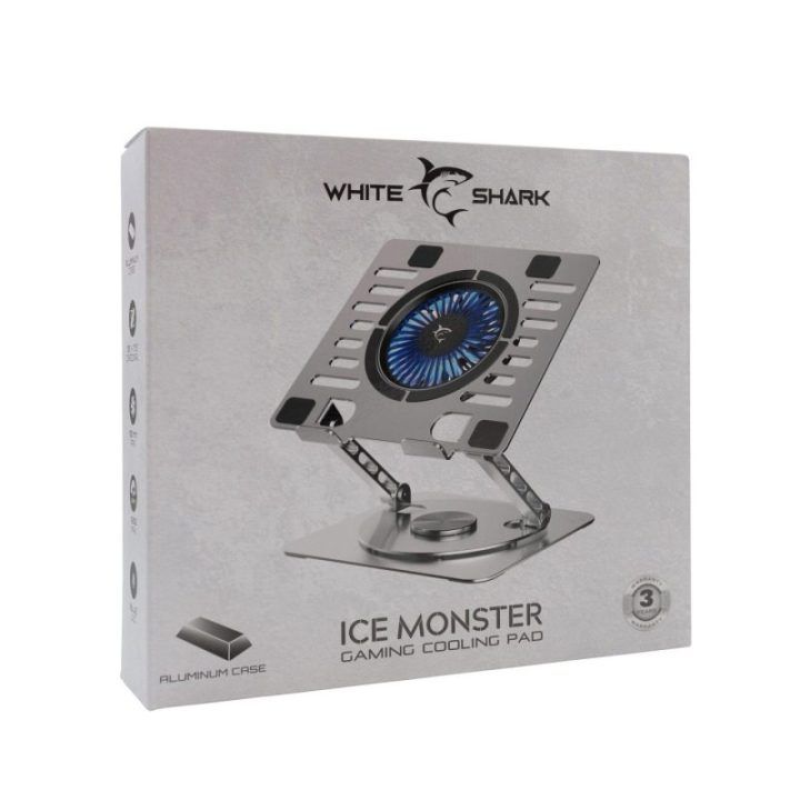 Nešiojamojo kompiuterio aušinimo stovas White Shark ICE MONSTER GCP-16, 17,3 colio, pilkas
