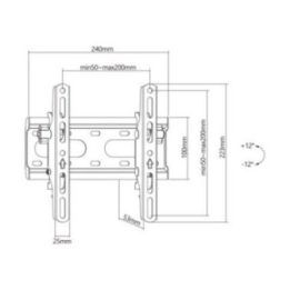 Sieninis televizoriaus laikiklis Sbox PLB-2522T-2, 23–43 colių, 45 kg, juodas